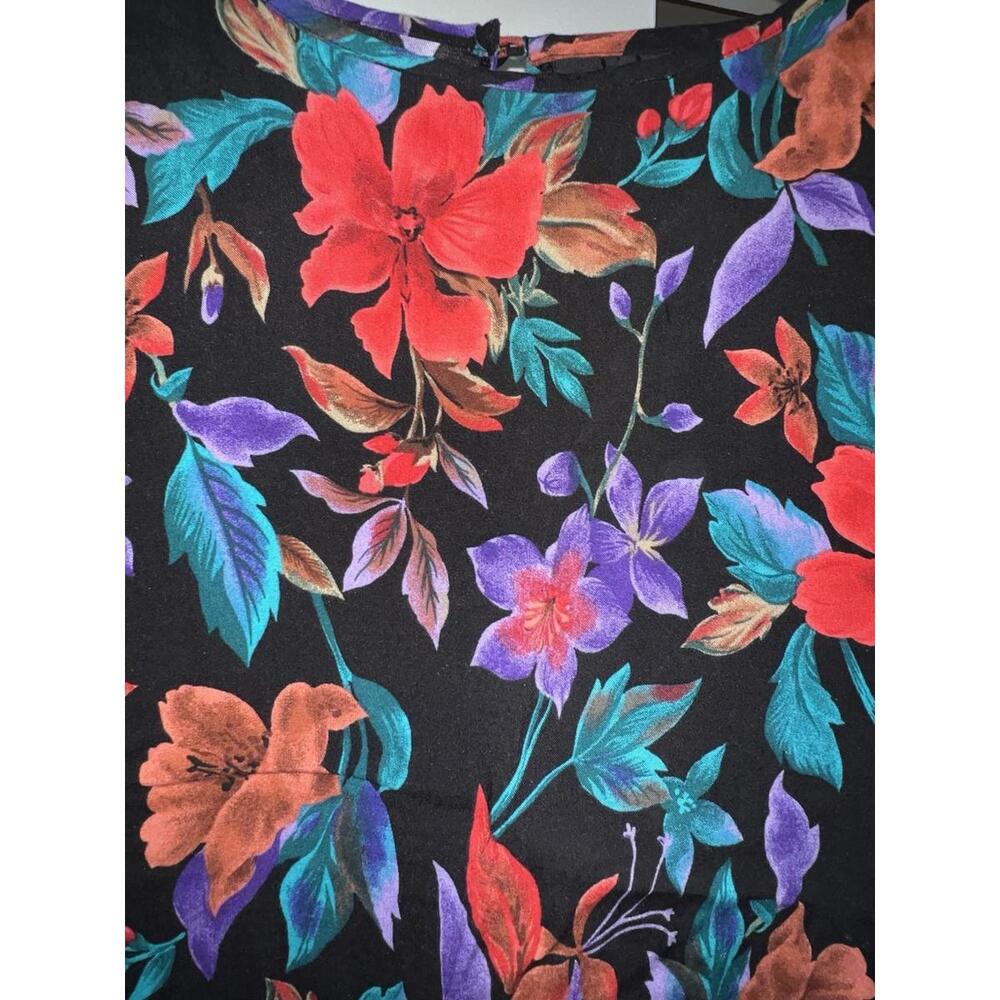 VTG 90's Sag Harbor Multi Floral Blouse Short Sleeve Top Women’s Size Large - Picture 5 of 9